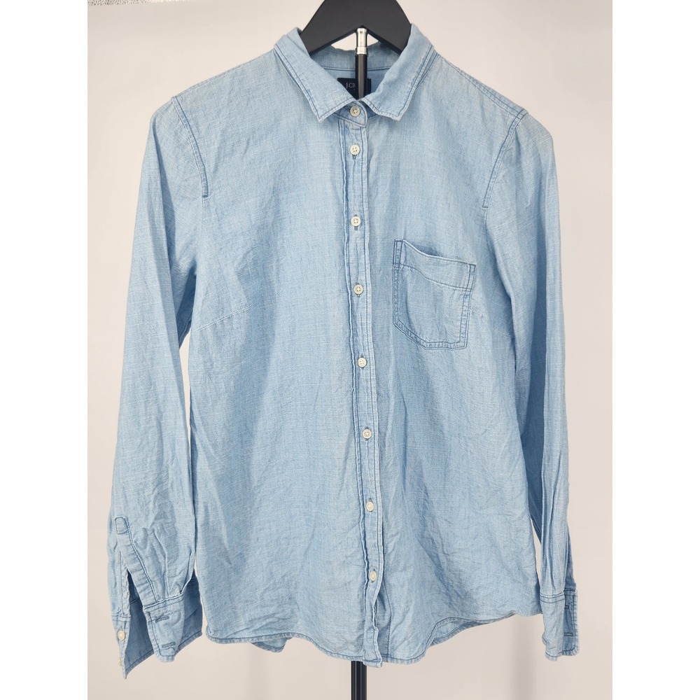 J.Crew Mens Small Light Blue Chambray Long Sleeve Button Down Shirt Pocket